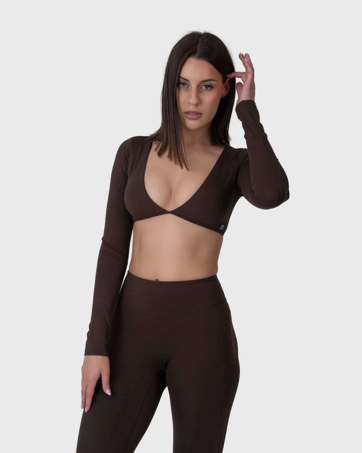 Align Soft Long Sleeve Top in espresso – three-quarter view