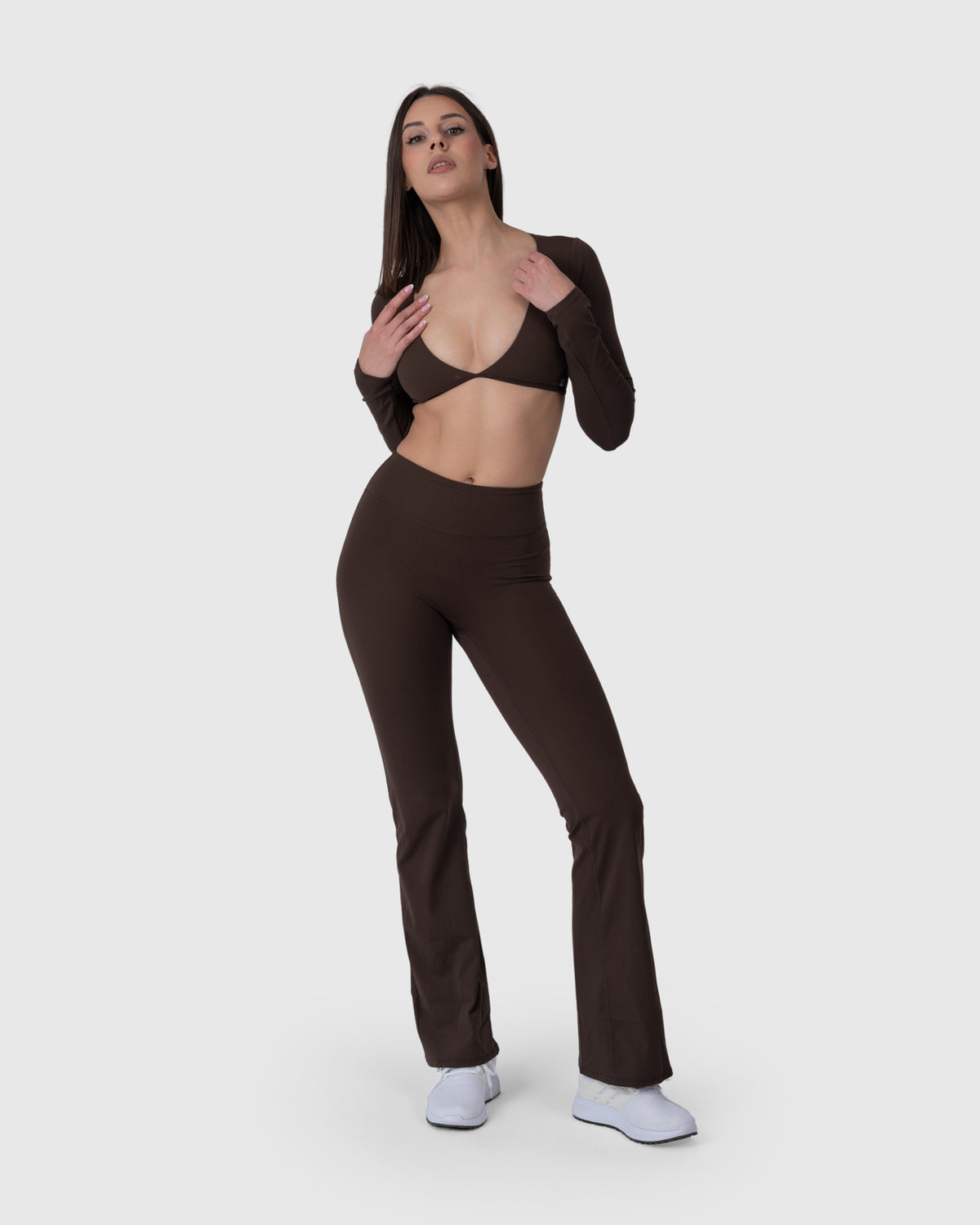 Align Soft Long Sleeve Top in espresso – full-length front view