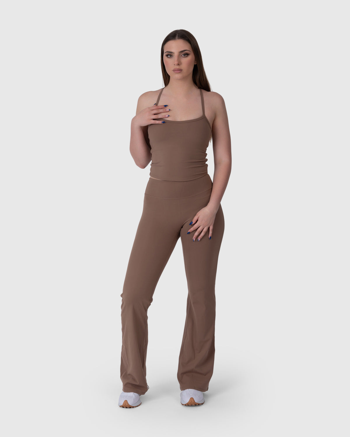 Align Racer Back Top in caramel – alternate full-length front view
