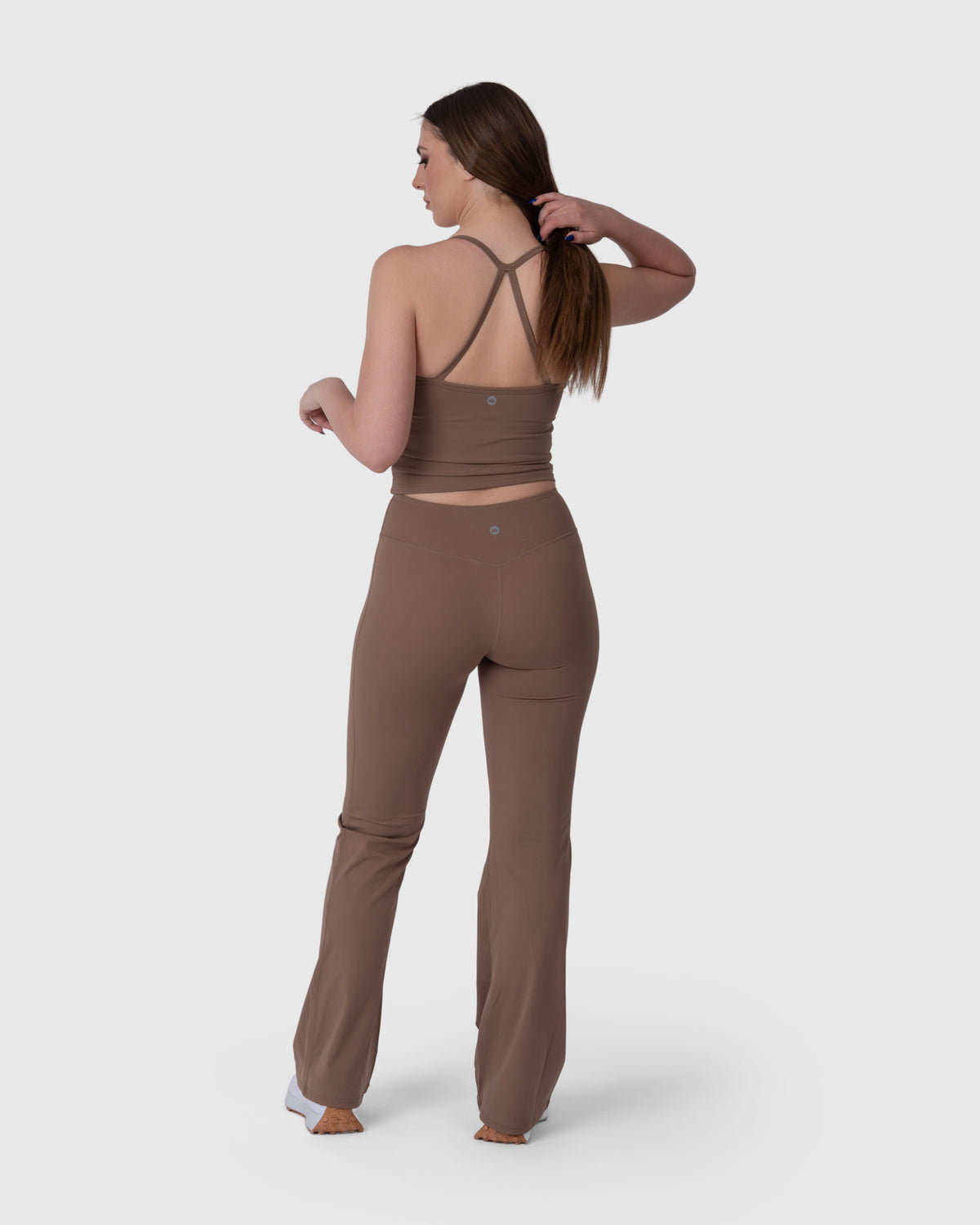 Align Soft Flared Leggings in caramel – full-length back view