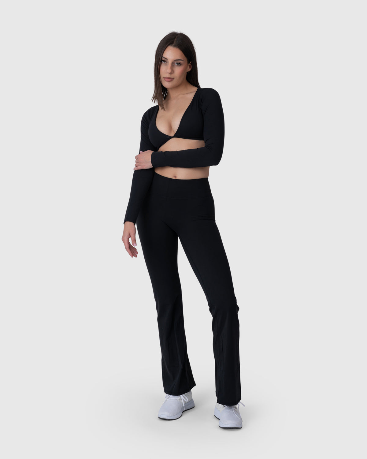 Align Soft Long Sleeve Top in black – full-length front view
