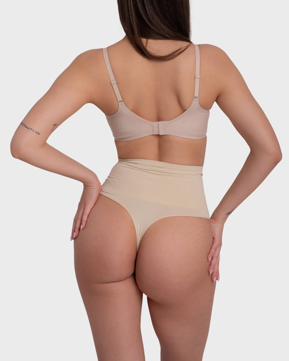 Tummy Control Shaping Thong Panties in nude – back view