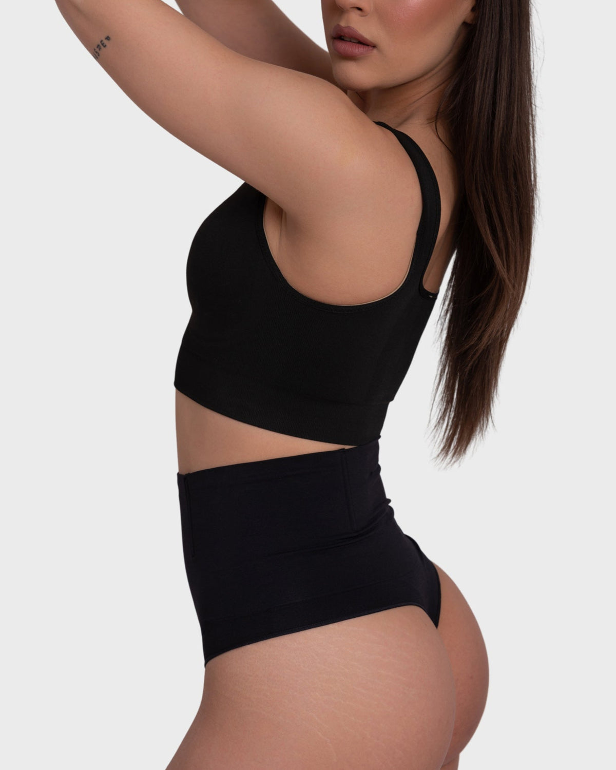 Tummy Control Shaping Thong Panties in black – side view