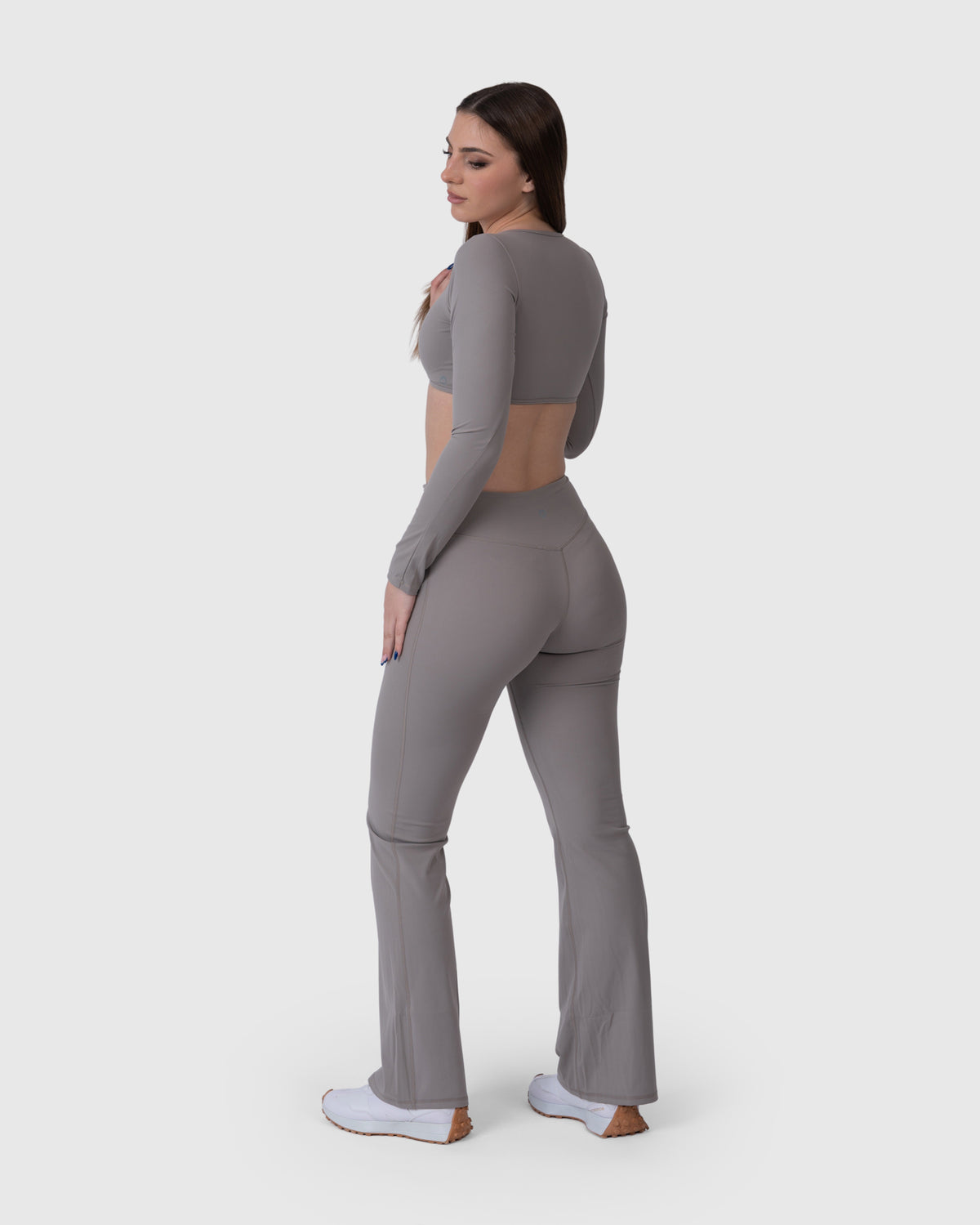 Align Soft Flared Leggings in grey – full-length back view