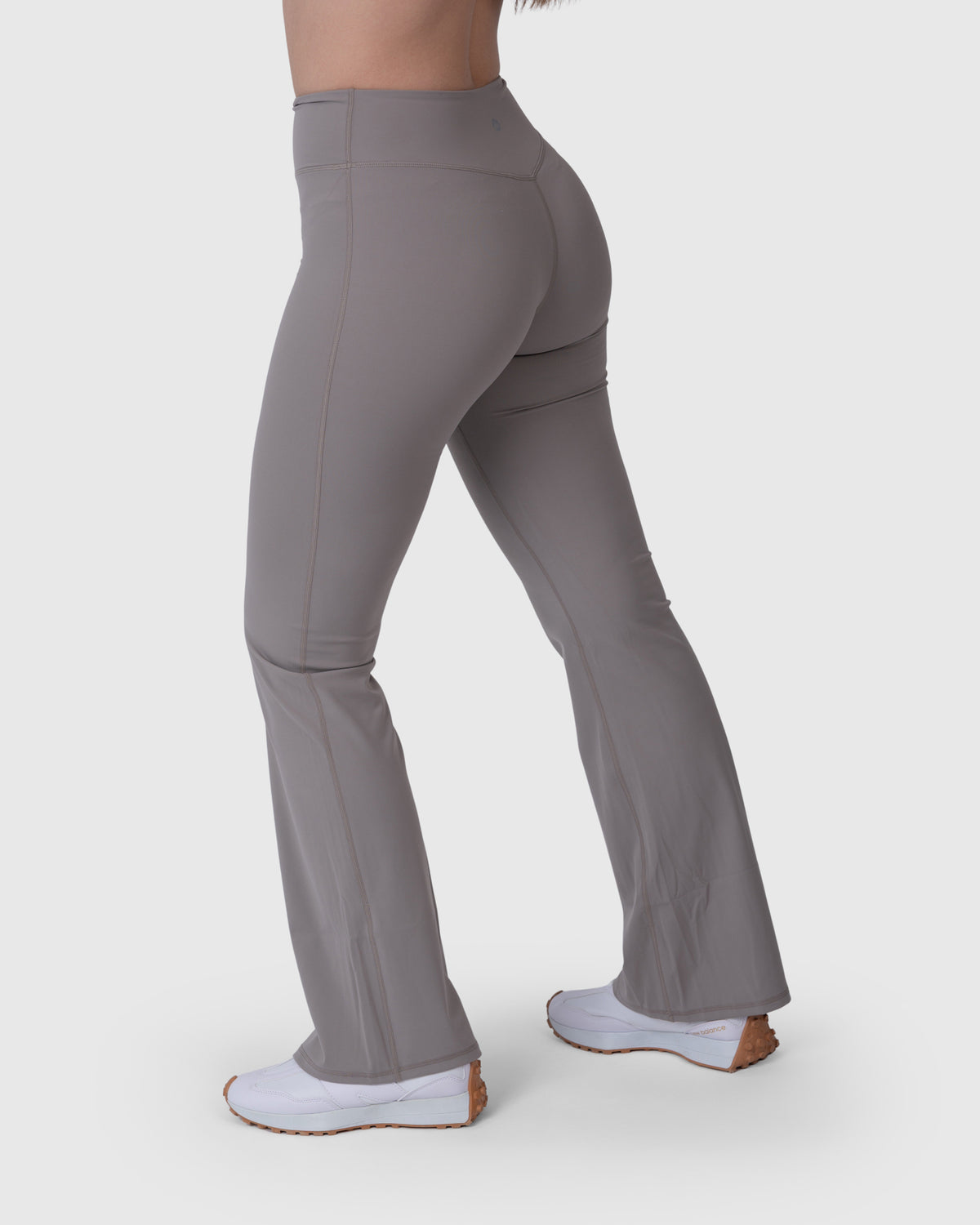 Shop Lily Align Soft Flared Leggings in grey, high-waisted flared leggings – front view