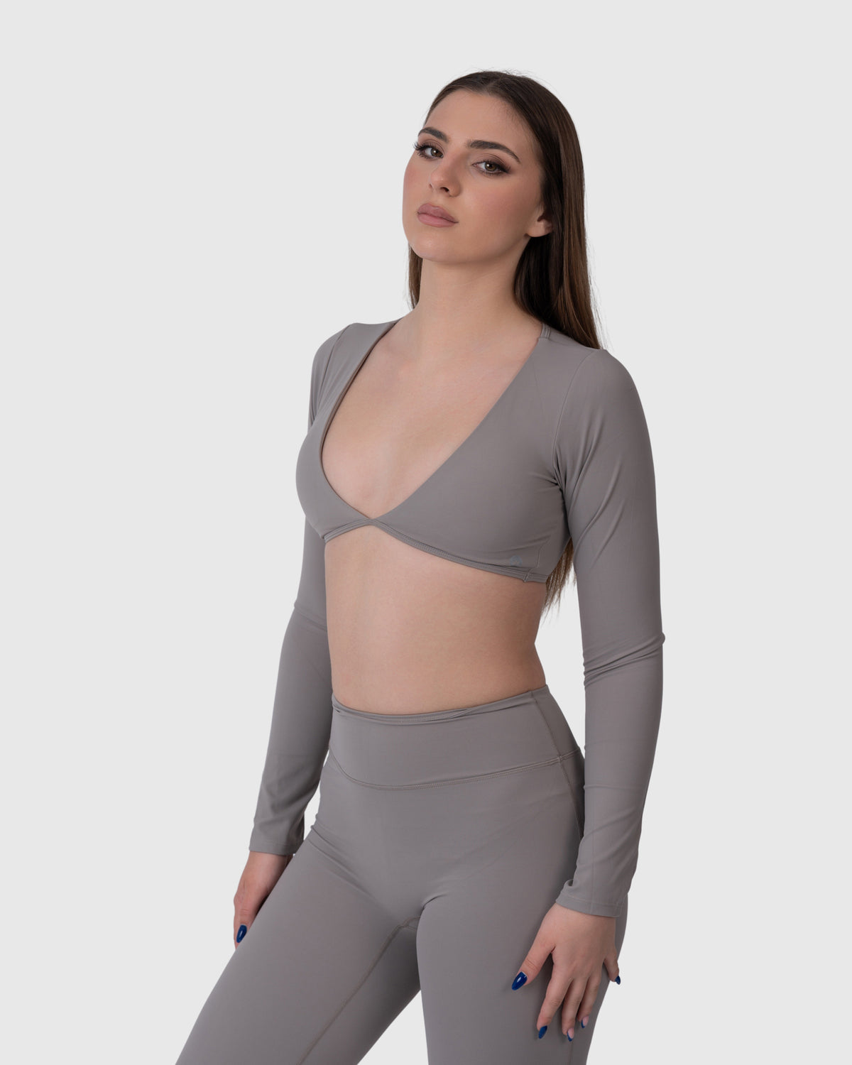 Align Soft Long Sleeve Top in grey – three-quarter view