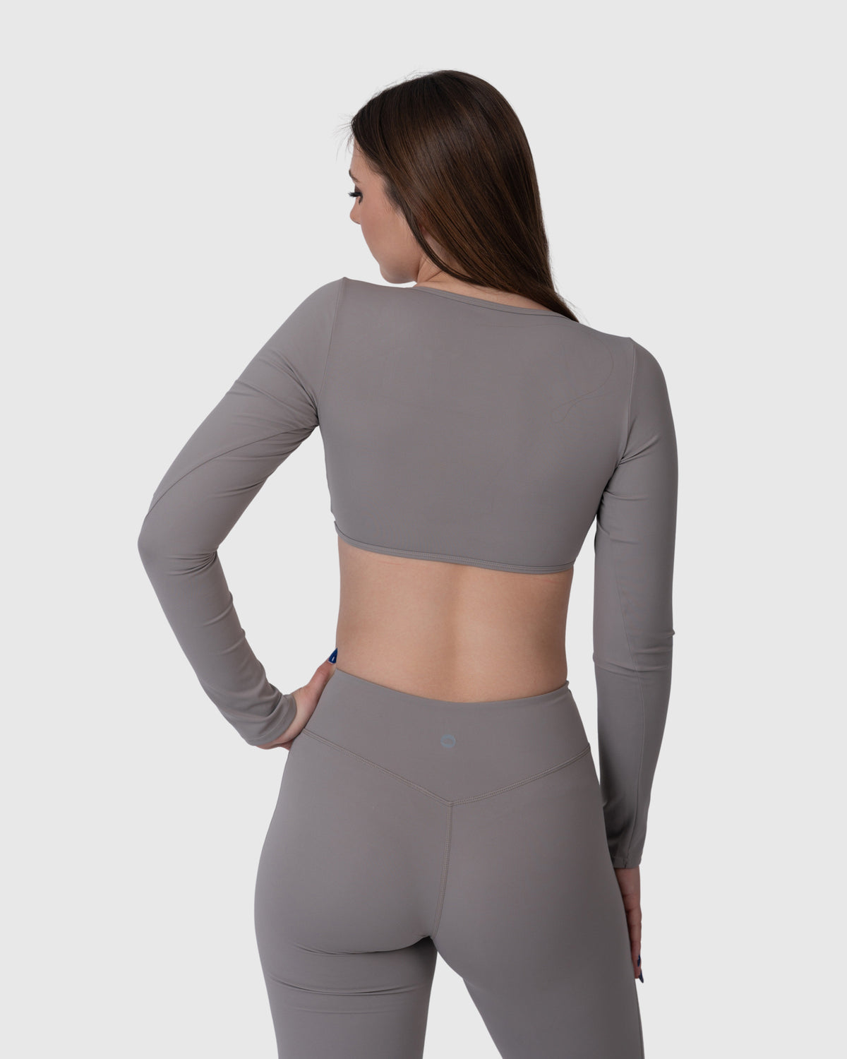 Align Soft Long Sleeve Top in grey – back three-quarter view