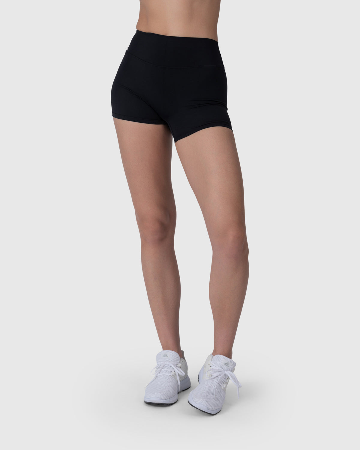 Shop Lily Align Soft Shorts in black, high-waisted athleisure shorts – front view