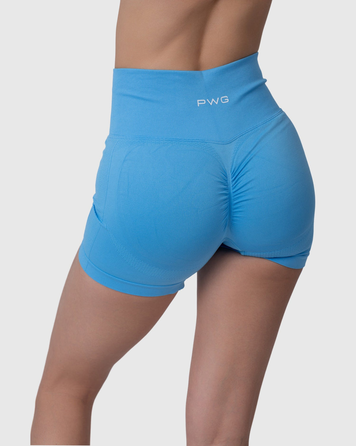 Motion Sculpt Shorts in azure blue – back close-up