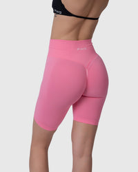 Shop Lily Velocity Sculpt Biker Shorts in bubblegum pink, seamless sculpting biker shorts – back close-up