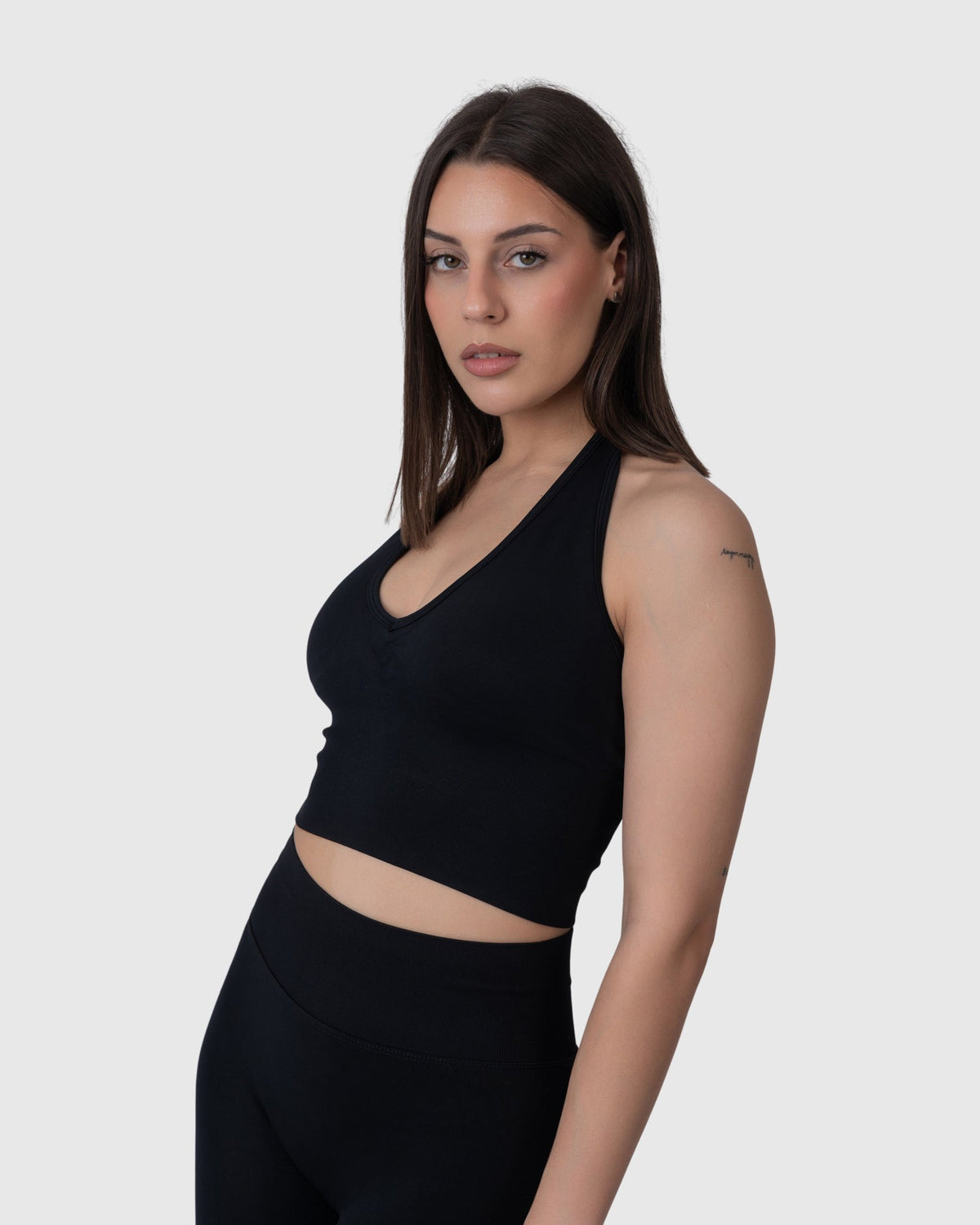 Form Halter Top in black – alternate front view