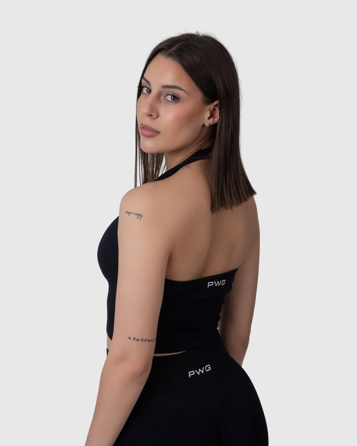 Form Halter Top in black – back three-quarter view