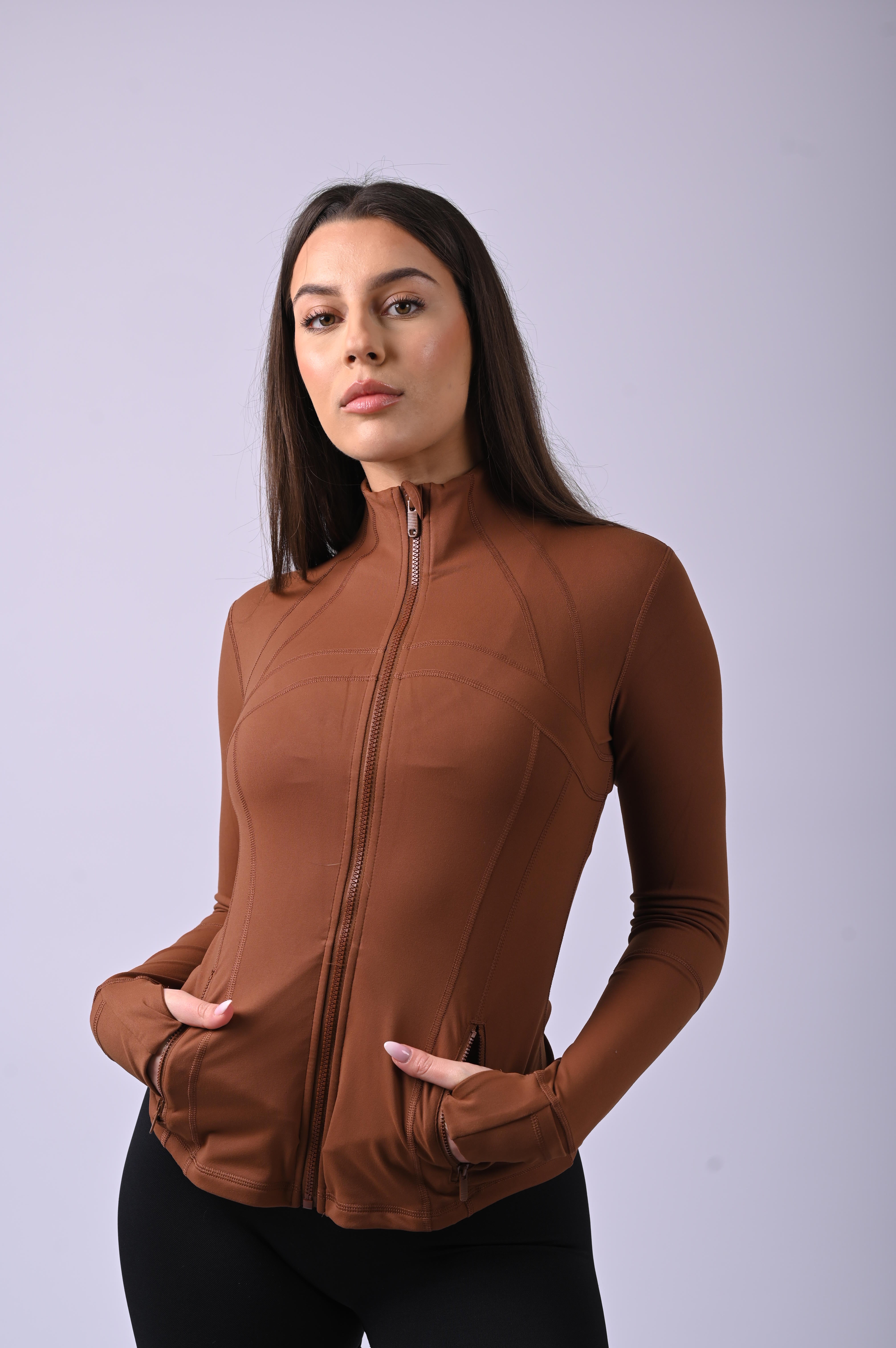 Form Long Sleeve Zip Jacket - Brown