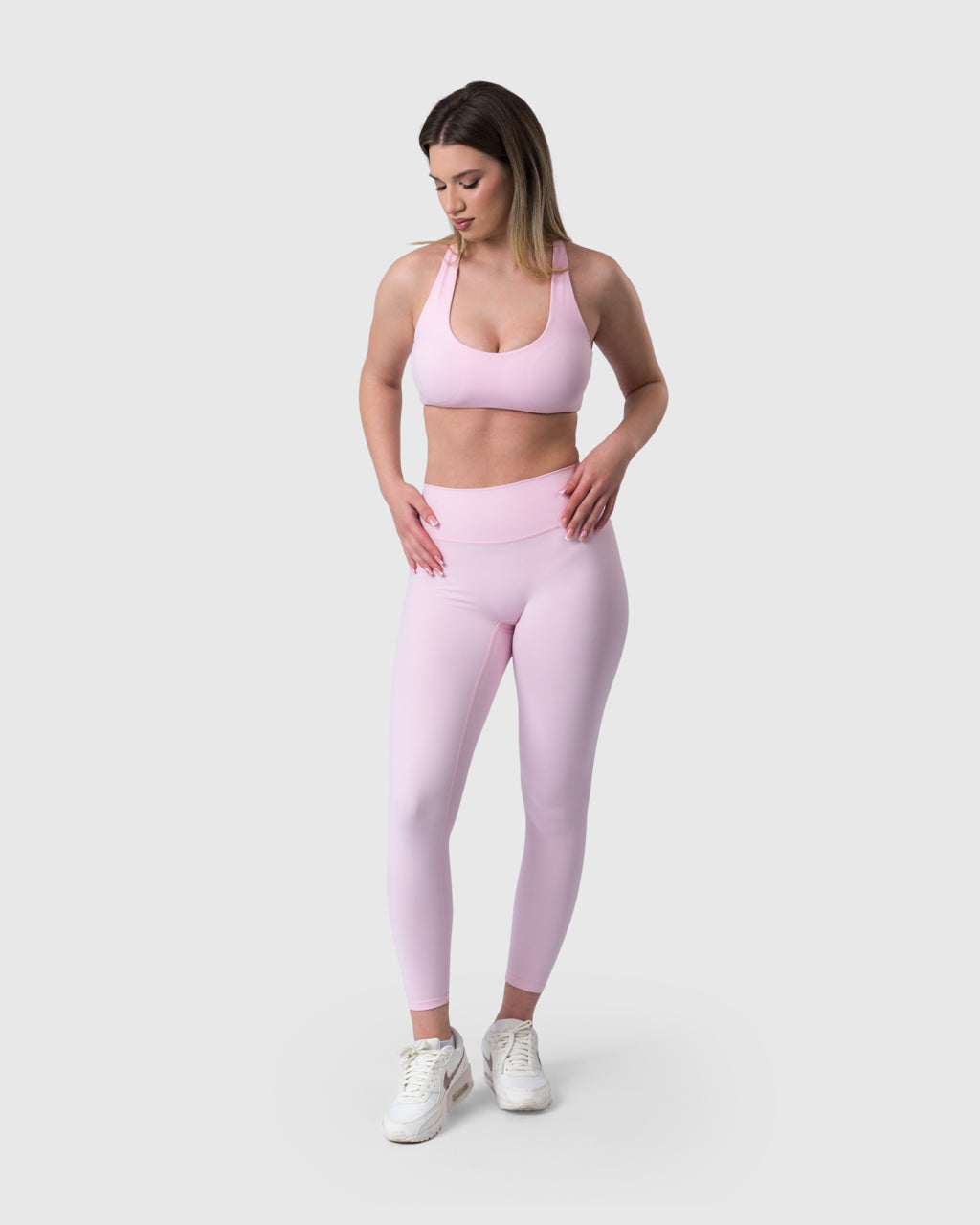Core Leggings in baby pink – full-length front view
