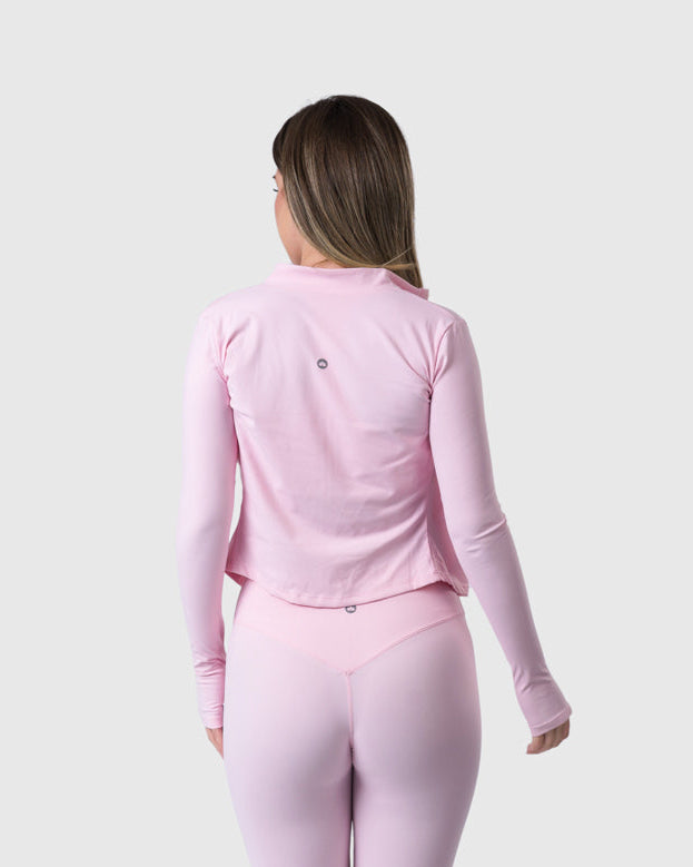 Core Jacket in baby pink – back three-quarter view