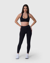 Shop Lily Core Leggings in black, high-waisted seamless leggings – full-length front view