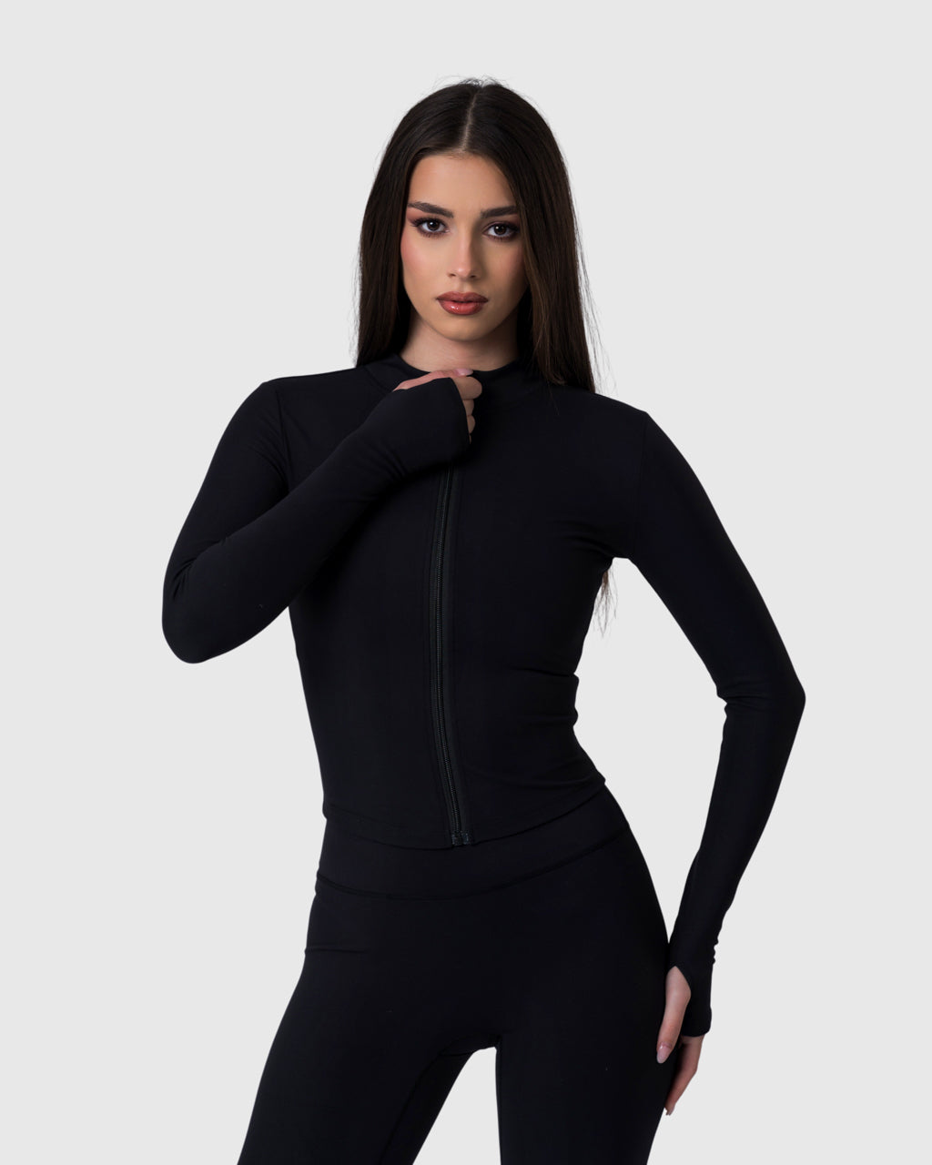 Core Jacket in black – alternate front view