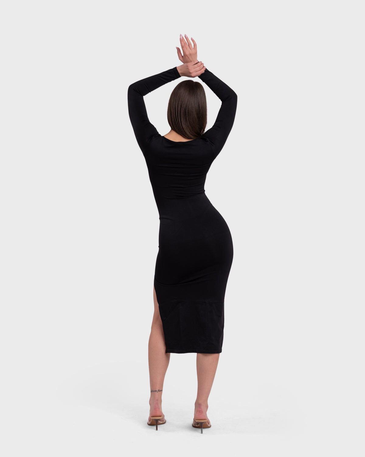 Elegance Midi Dress in black – full-length back view