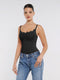 Lace Detail Thong Bodysuit - Black