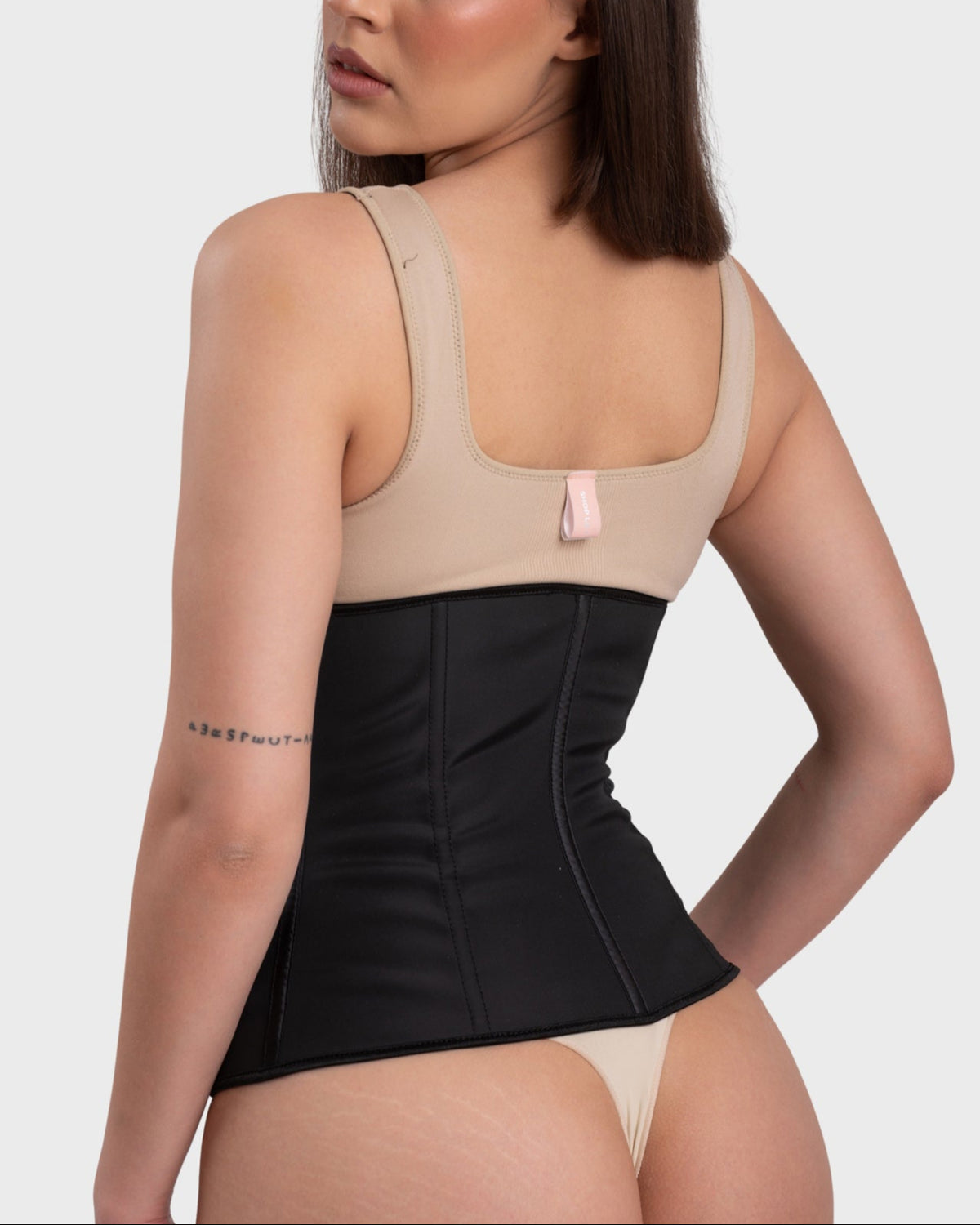 Women's Latex Hourglass Waist Trainer in black – side view