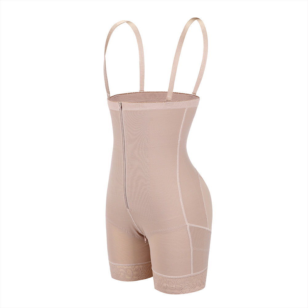 Detachable Straps Zip Up Slimming Body Shaper in nude – product shot on a plain background (2)