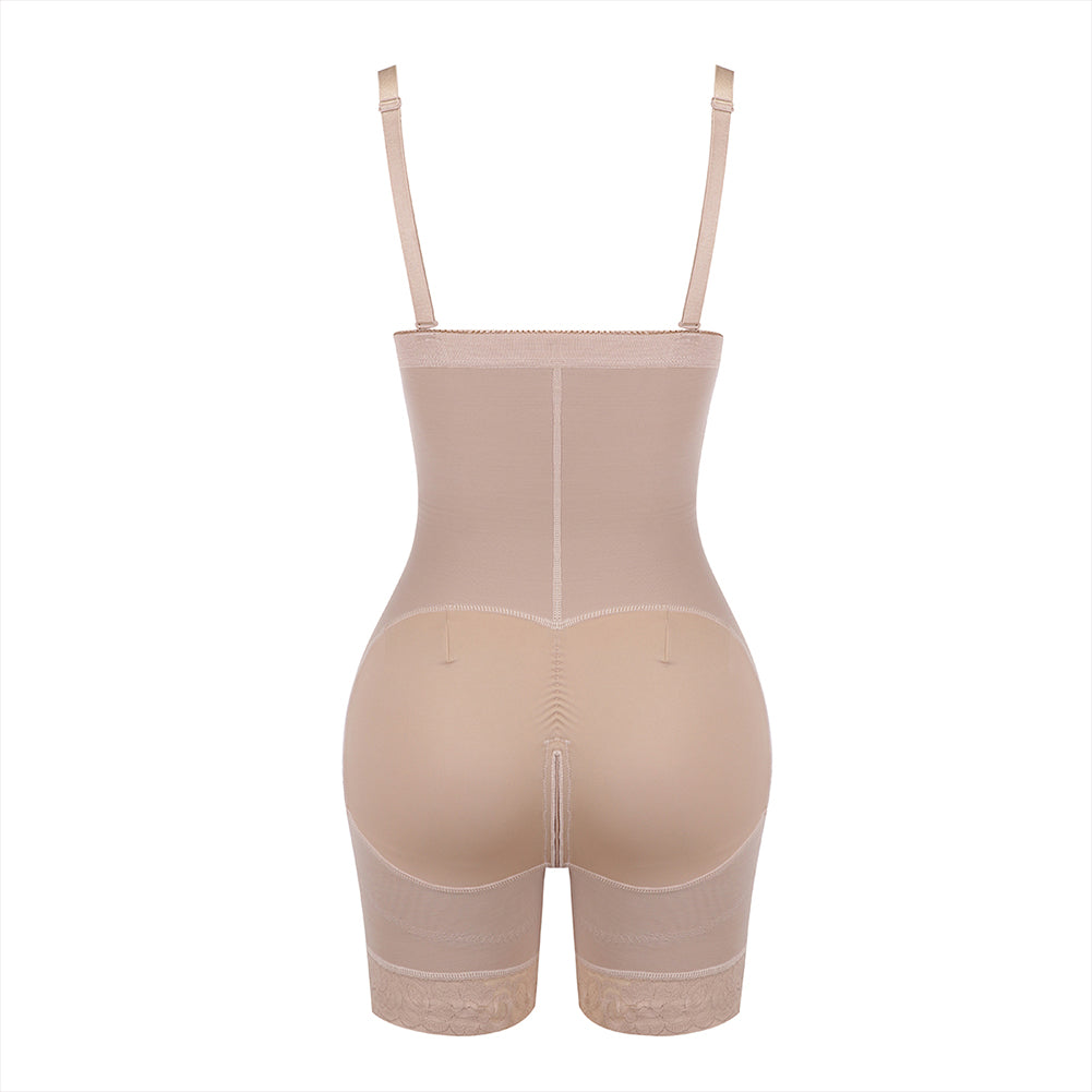 Detachable Straps Zip Up Slimming Body Shaper in nude – product shot on a plain background (3)