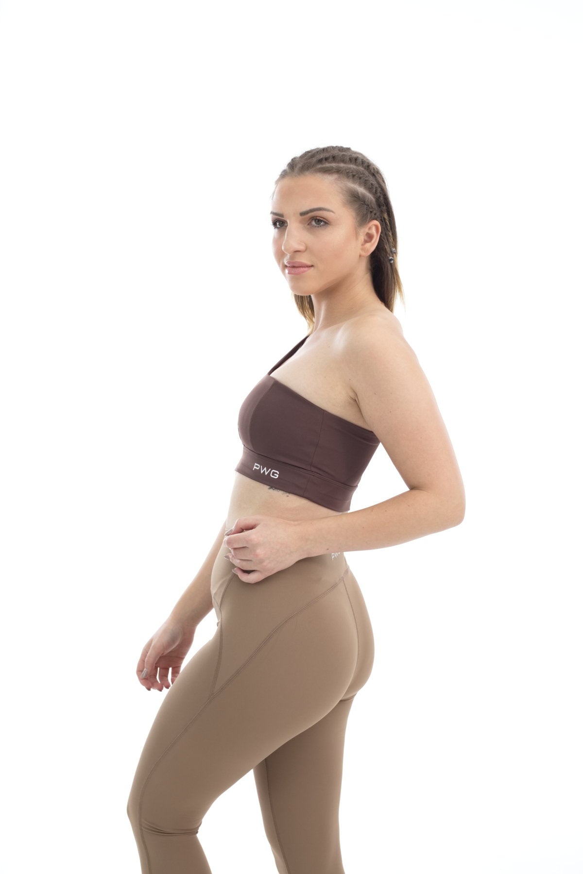 Sense Lux One Shoulder Sports Bra - Brown