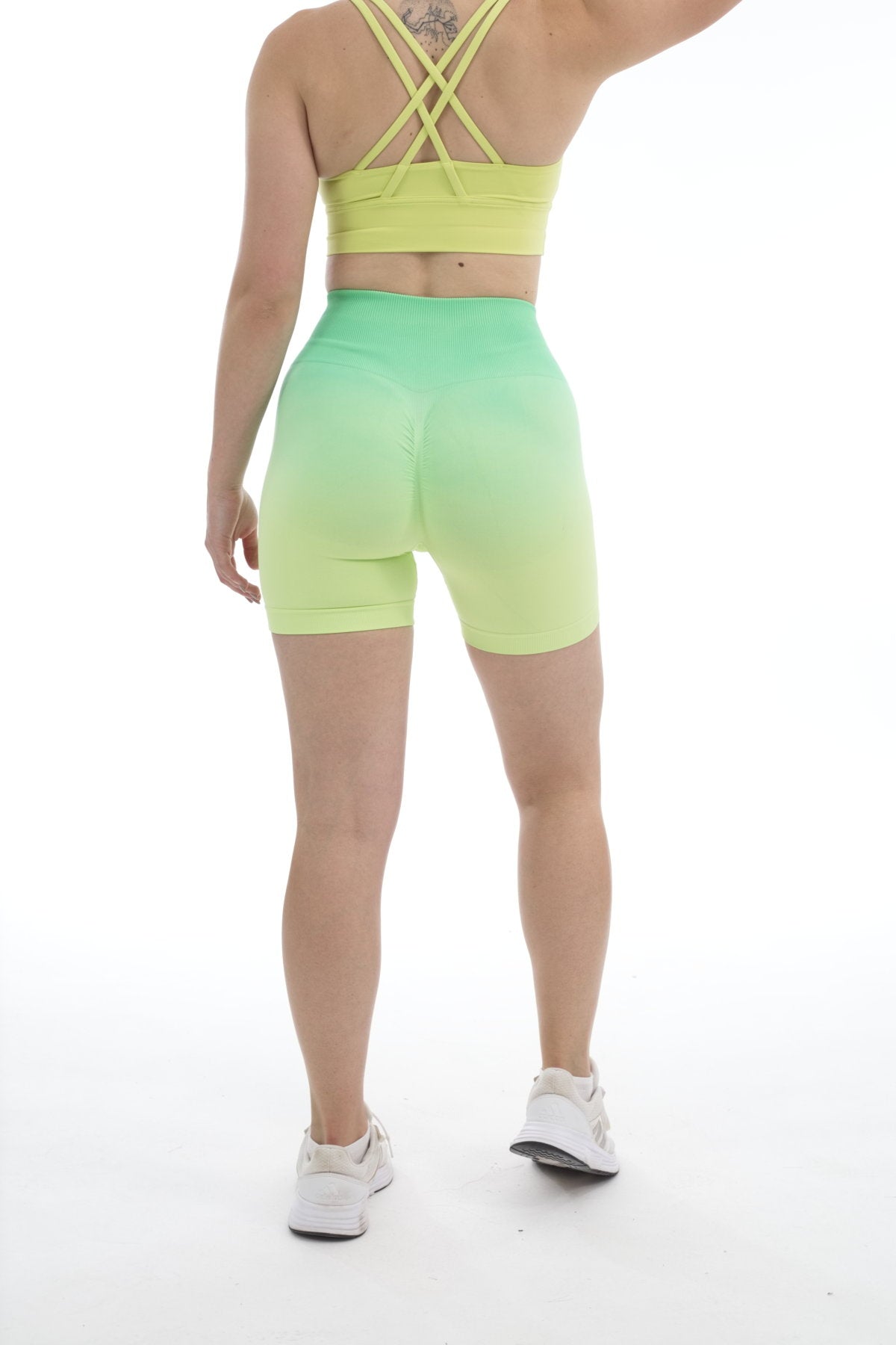 Ombré Scrunch Shorts - Lime
