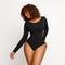 Long Sleeve Button Bodysuit - Black