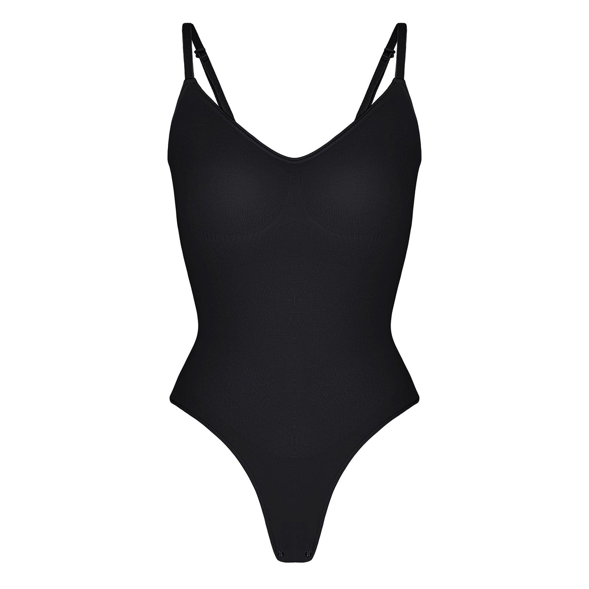 Shop Lily Ultimate Sculpt Thong Bodysuit in black, seamless shaping thong bodysuit – product shot on a plain background