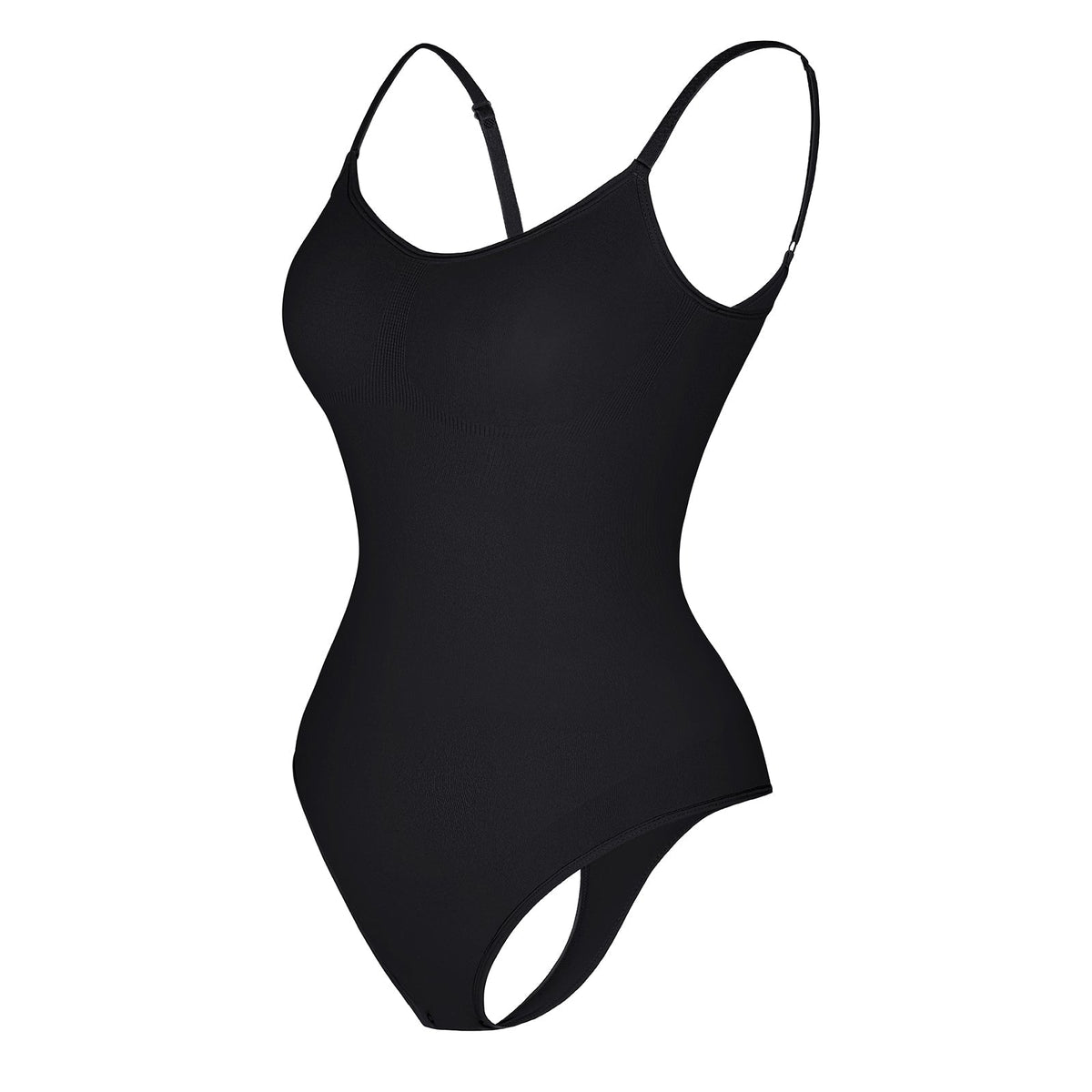 Ultimate Sculpt Thong Bodysuit in black – back of the product on a plain background