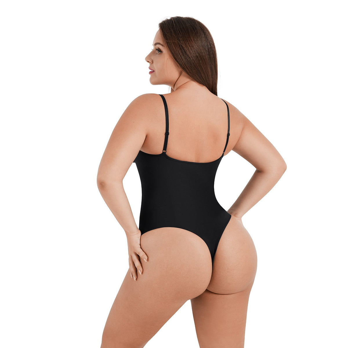 Ultimate Sculpt Thong Bodysuit in black – back view