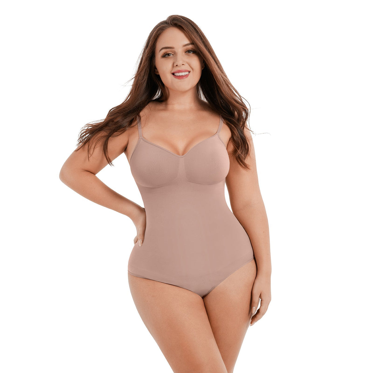 Ultimate Sculpt Thong Bodysuit in nude – alternate front view